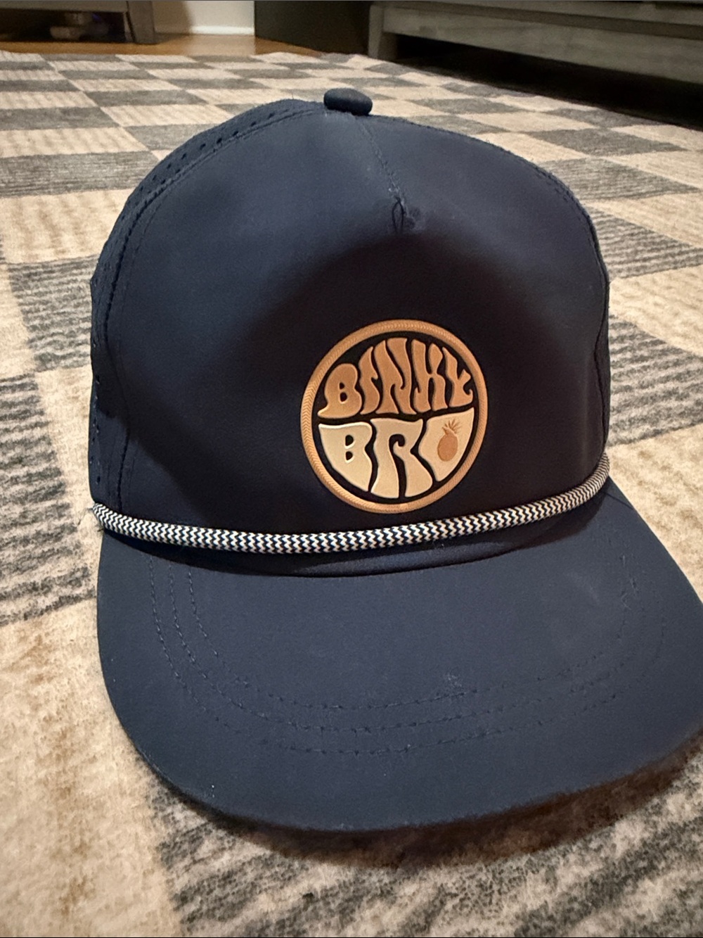 Navy Kids Snapback Hat with Pineapple Patch and Rope Trim